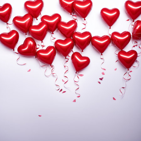 Red color Heart shaped balloons isolated on white backgroundの素材