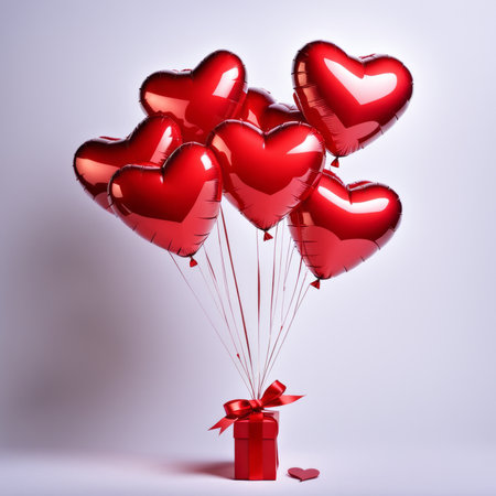 Red color Heart shaped balloons isolated on white backgroundの素材