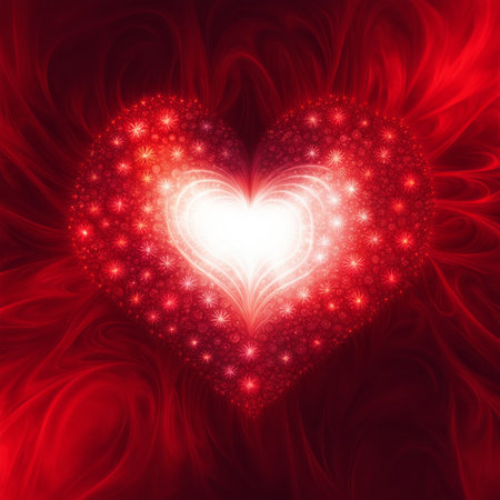 Red Heart shape with bokeh backgroundの素材