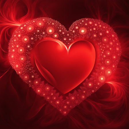 Red Heart shape with bokeh backgroundの素材
