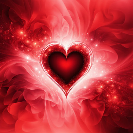 Red Heart shape with bokeh backgroundの素材
