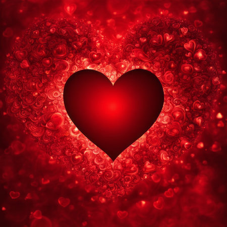 Red Heart shape with bokeh backgroundの素材