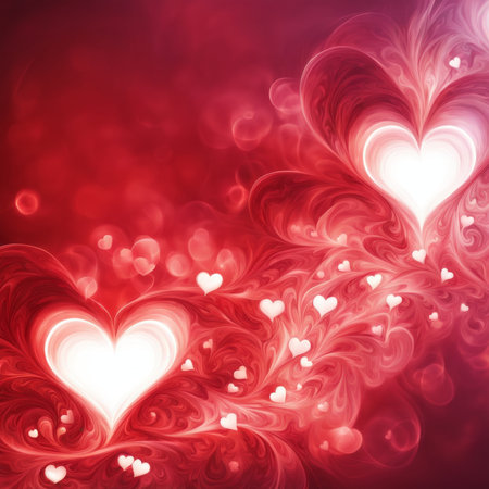 Red Heart shape with bokeh backgroundの素材