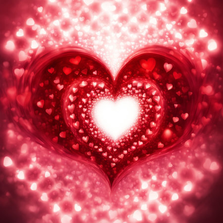 Red Heart shape with bokeh backgroundの素材