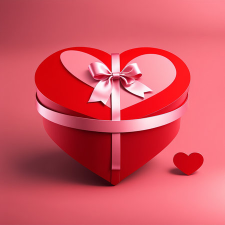 3D Rendering Heart on a pink background. Happy Valentine's Day Bannerの素材