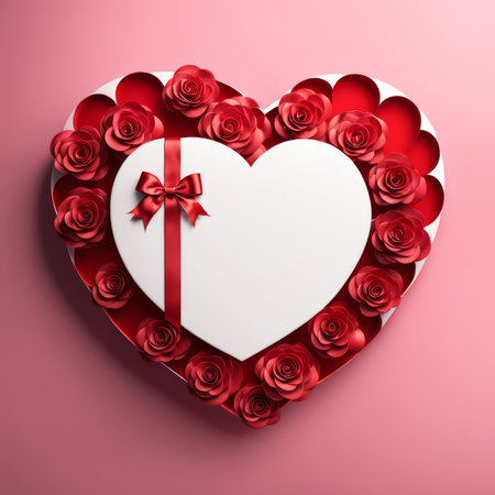 3D Rendering Heart on a pink background. Happy Valentine's Day Bannerの素材