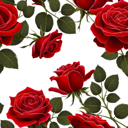 Red Roses on a white backgroundの素材