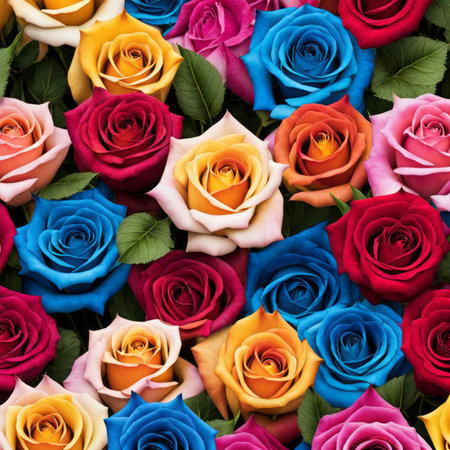 Beautiful background with colorful roses arranged as a bouquet.の素材