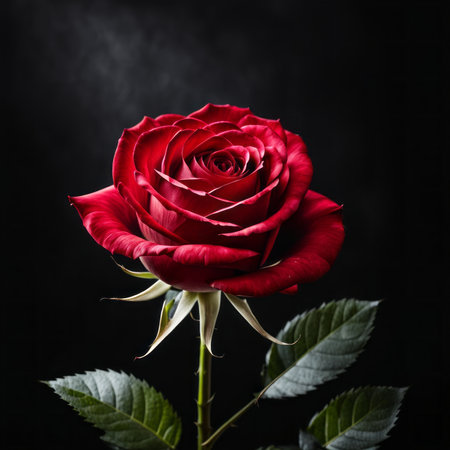 Red Roses on a black backgroundの素材