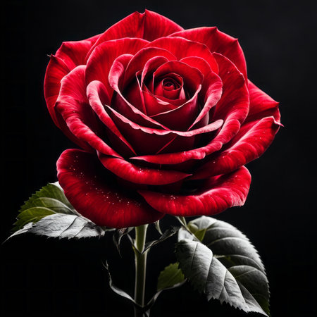 Red Roses on a black backgroundの素材