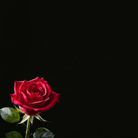 Red Roses on a black backgroundの素材