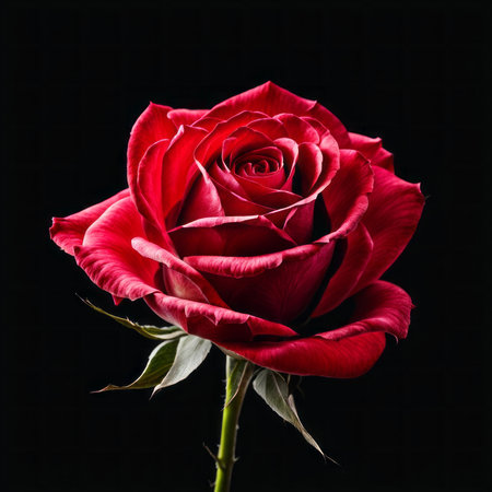 Red Roses on a black backgroundの素材