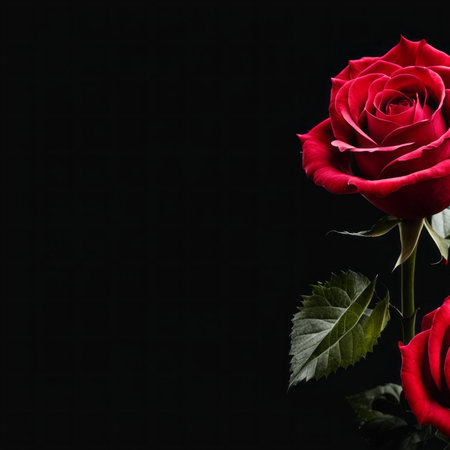 Red Roses on a black backgroundの素材