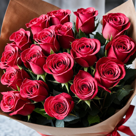 A romantic bouquet of roses for a ladyの素材