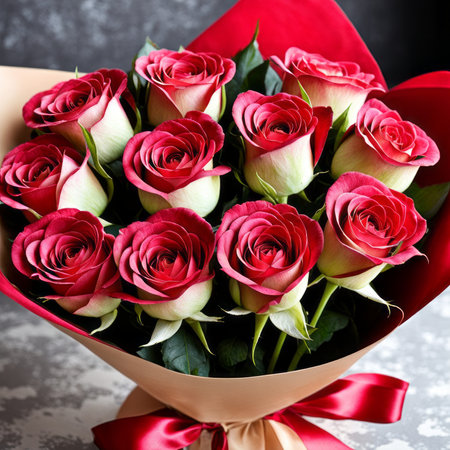 A romantic bouquet of roses for a ladyの素材