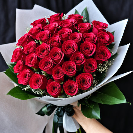 A romantic bouquet of roses for a ladyの素材