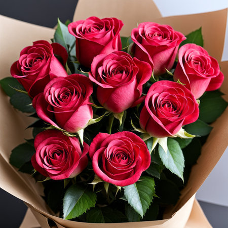 A romantic bouquet of roses for a ladyの素材