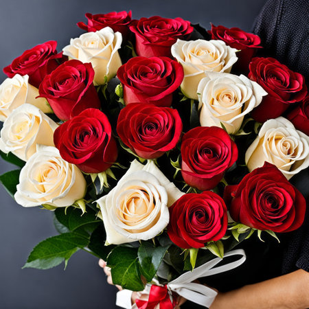A romantic bouquet of roses for a ladyの素材