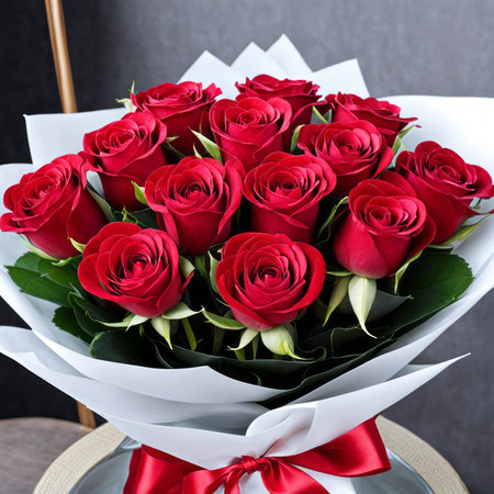 A romantic bouquet of roses for a ladyの素材