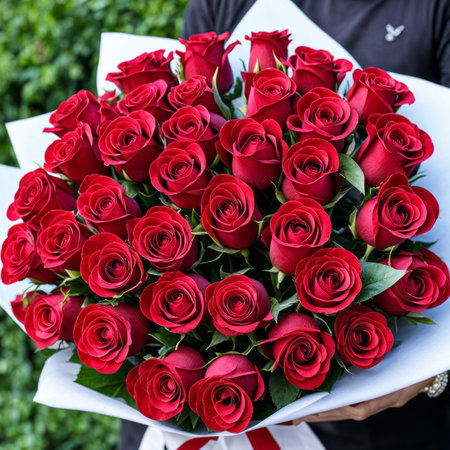 A romantic bouquet of roses for a ladyの素材