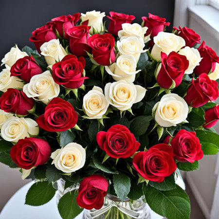 A romantic bouquet of roses for a ladyの素材