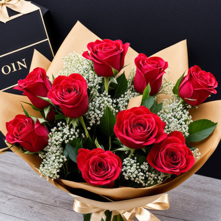 A romantic bouquet of roses for a ladyの素材
