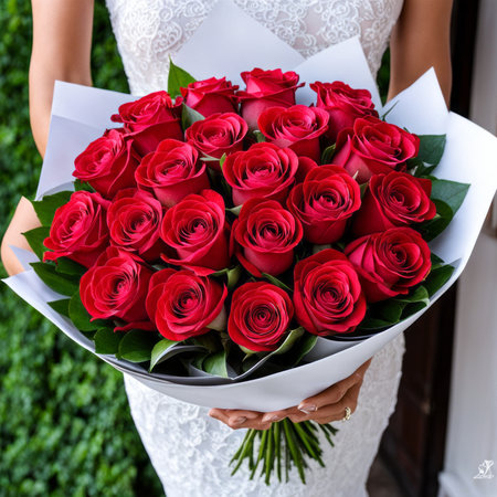 A romantic bouquet of roses for a ladyの素材