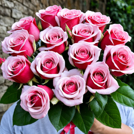 A romantic bouquet of roses for a ladyの素材