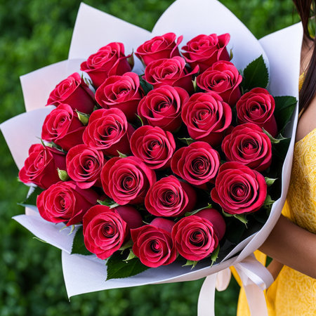 A romantic bouquet of roses for a ladyの素材