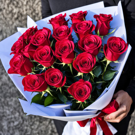 A romantic bouquet of roses for a ladyの素材