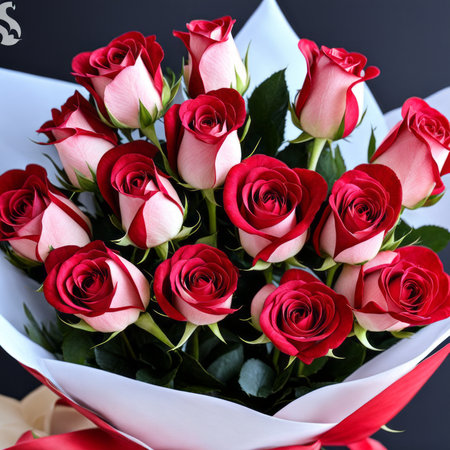 A romantic bouquet of roses for a ladyの素材