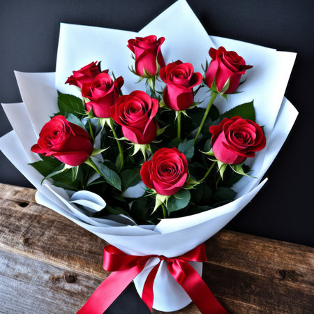 A romantic bouquet of roses for a ladyの素材