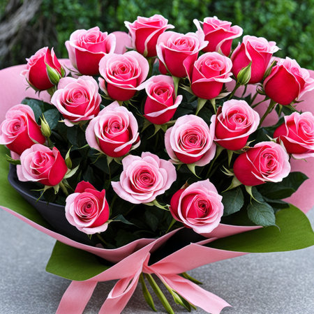 A romantic bouquet of roses for a ladyの素材