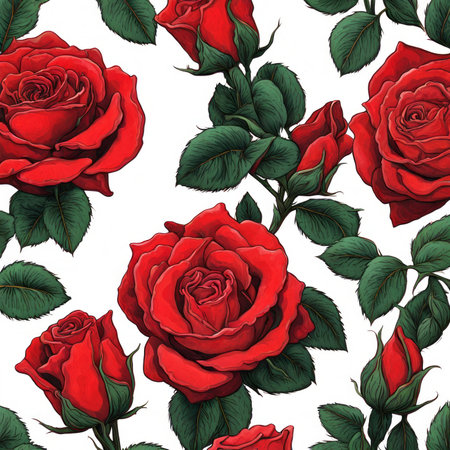 Red Roses with leaf on a white backgroundの素材