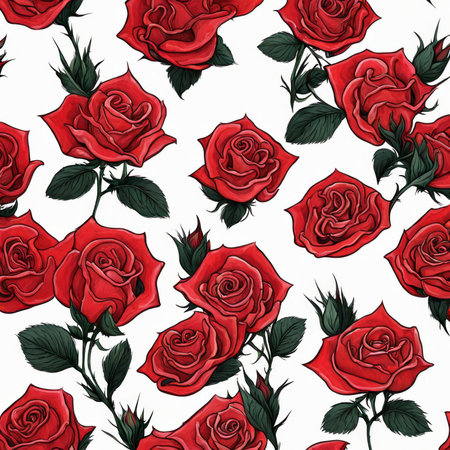 Red Roses with leaf on a white backgroundの素材