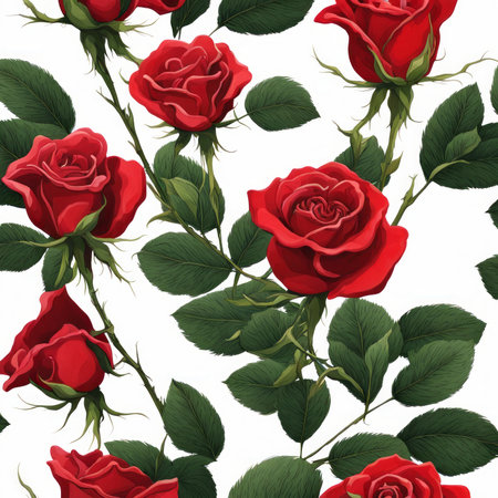 Red Roses with leaf on a white backgroundの素材