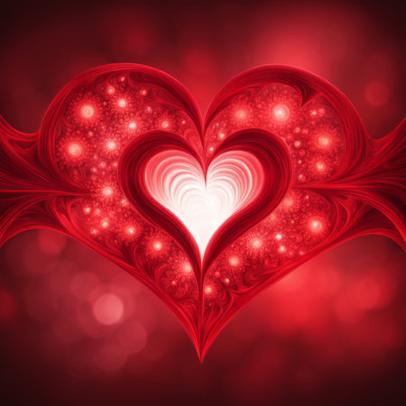Red Heart shape with bokeh backgroundの素材