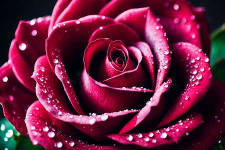 Red rose with water drops on it. Shallow depth of field.の素材