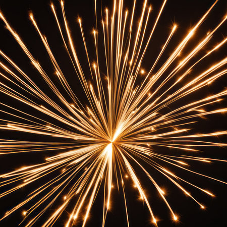 abstract firework on black background with some smooth lines in itの素材