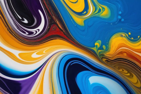 abstract background of oil paint in blue, yellow and purple colorsの素材