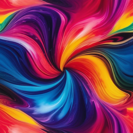 abstract background of colored oil paint swirls in the form of a rainbowの素材