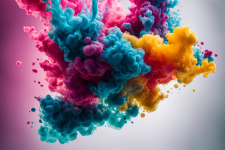 Colorful ink in water on a white background. Abstract background.の素材