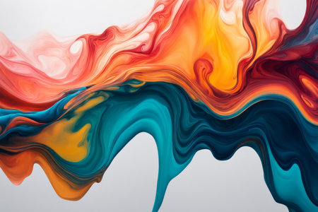 Colorful paint mixing on white background. Abstract art. 3d renderingの素材