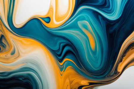 abstract colorful background of acrylic paint in yellow, blue and black colorsの素材