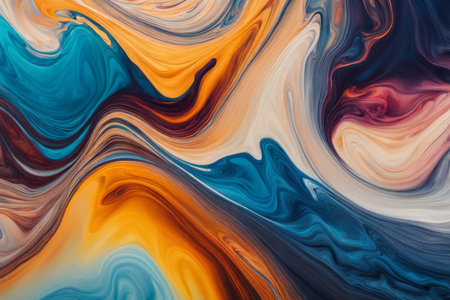 abstract background with colored spots of paint in blue, orange and yellowの素材