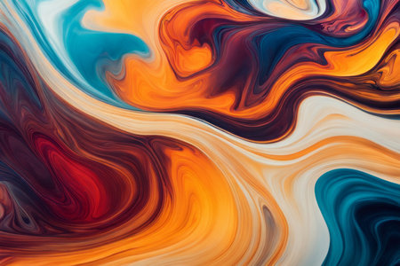 Colorful abstract background. Acrylic colors mixing in water. Liquid marble pattern.の素材