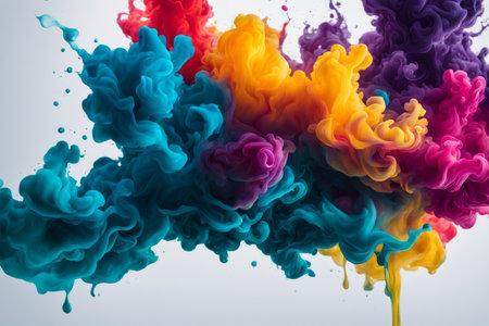 Colorful ink in water isolated on white background. Abstract background.の素材