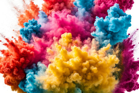 Colorful cloud of smoke on a white background. 3d renderingの素材