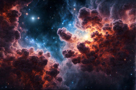 Night sky with clouds and stars. Elements of this image furnished by NASAの素材