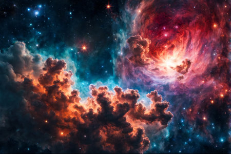 Planets, stars and galaxies in outer space showing the beauty of space exploration.の素材